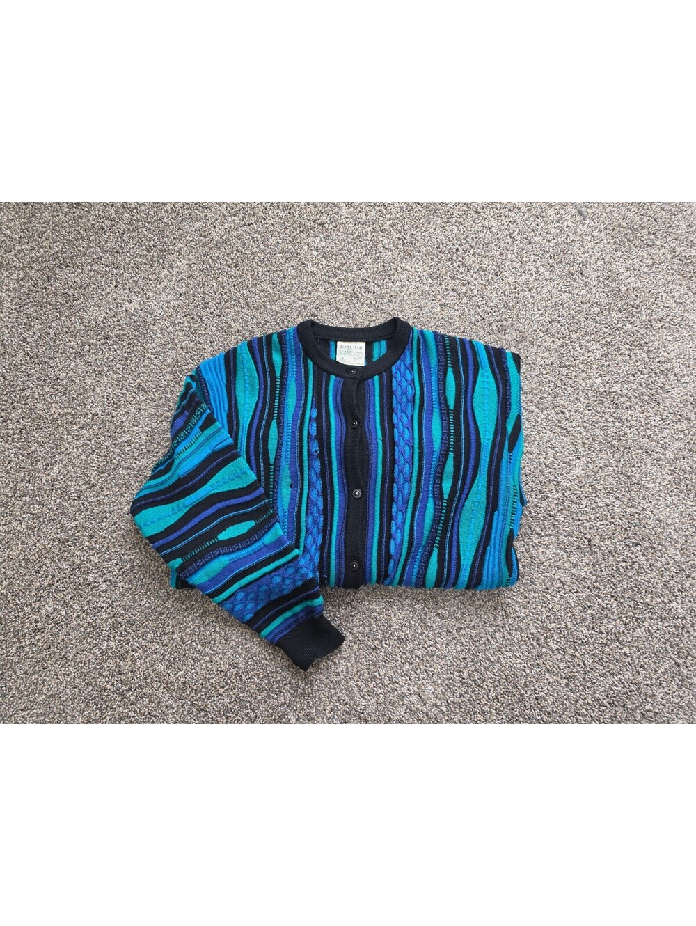 Toorallie 3D Knit Sweater L | 90s Cardigan